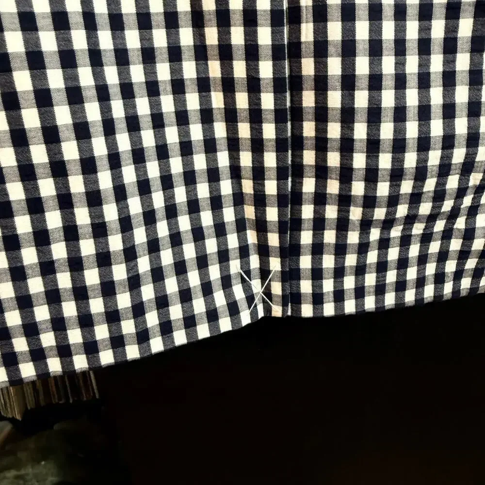 J.Crew Blazer Size 4 NWT Navy White Gingham Check Cotton Contrast Lapel Jacket